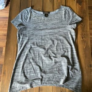 Heather gray blouse with beaded top